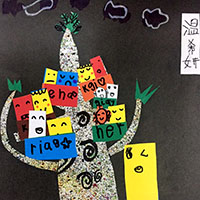 小画家：温希妍 6岁《小鸟之家》 剪纸拼贴（叶子辅导）